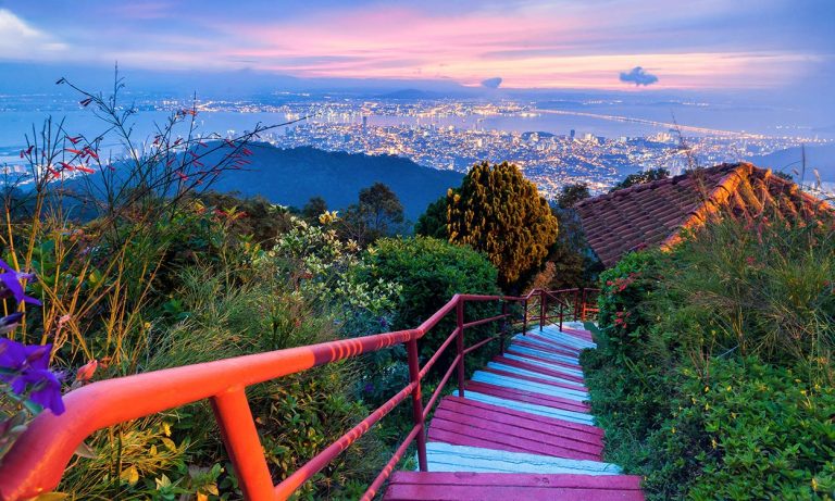 George Town City view atop Penang Hill at dawn