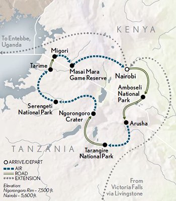 Map of Great Migration Safari in Style