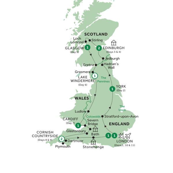 Map of Best of Britain Tour