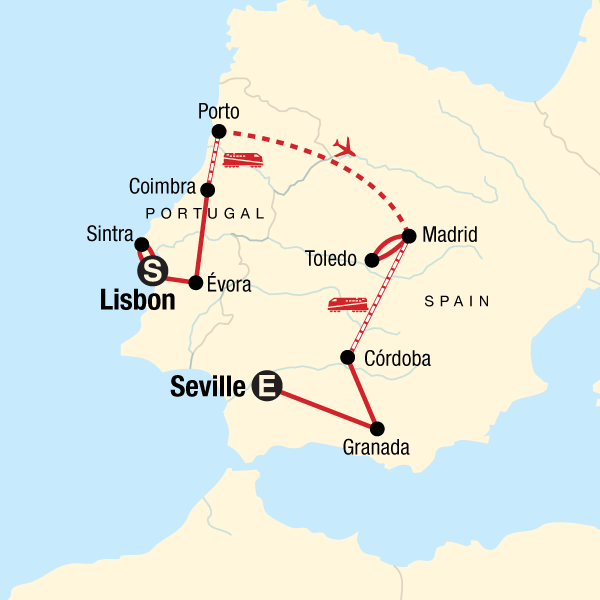 Map of Iconic Portugal & Spain Tour