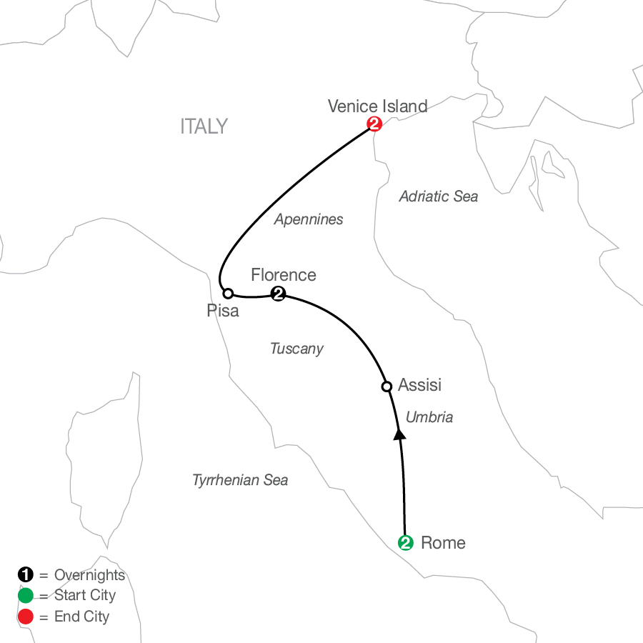 Map of Italian Escape Tour