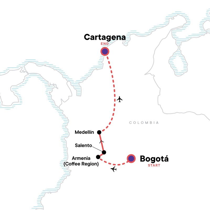 Map of Colombia Express Tour