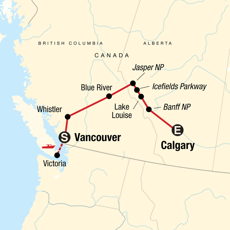 Map of Discover the Canadian Rockies Tour