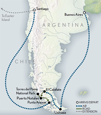 Map of Patagonia The Last Wilderness Tour