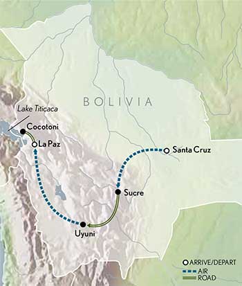 Map of Tailor Made Bolivia Tour