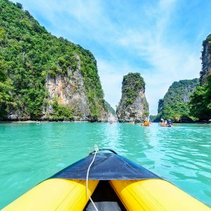 Canoeing near Phuket in Ao Phang Nga National Park, Thailand