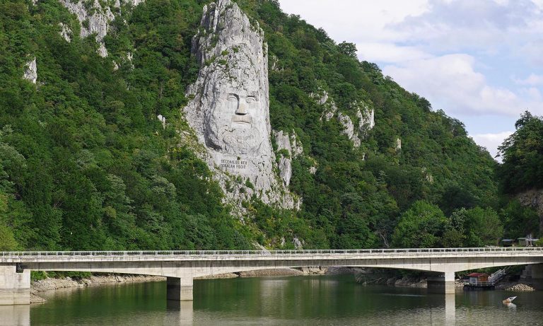 Rock sculpture of Decebalus, last king of Dacia, Romania