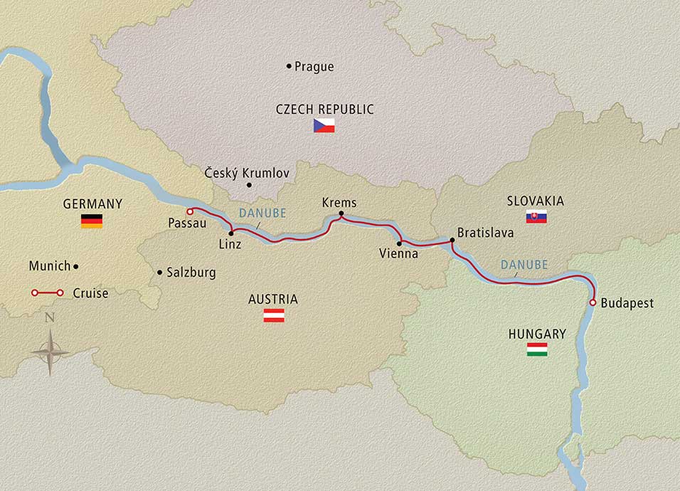 Map of Danube Christmas Delights river cruise